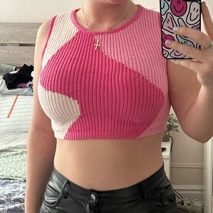 Pink patterned knit top